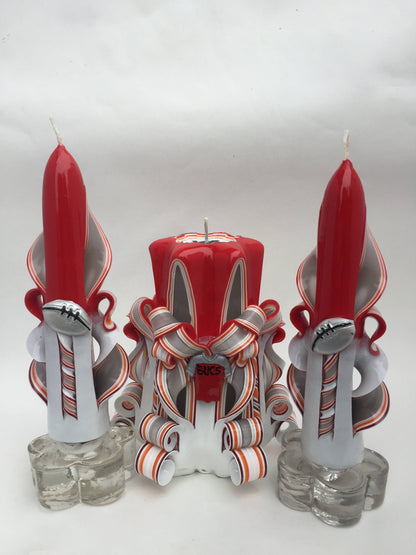 Hand-Carved Tampa Bay Buccaneers Inspired Pillar Candle - 5 Inch