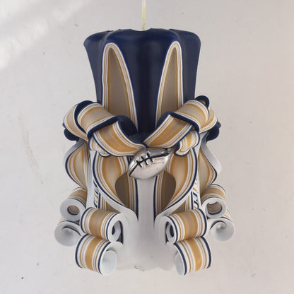 Rams Inspired Carved Pillar Candle - 5 Inch