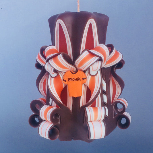 Cleveland Browns Inspired Carved Pillar Candle