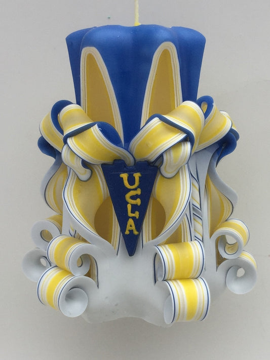 UCLA Inspired Carved Pillar Candle - 5 Inch