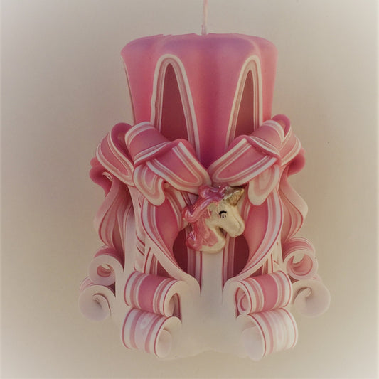 Hand-Carved Unicorn Pillar Candle - 5 Inch