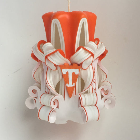 Tennessee Volunteers Inspired Carved Pillar Candle - 5 Inch
