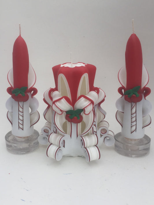 Autumn Apple Theme Carved Candle Set
