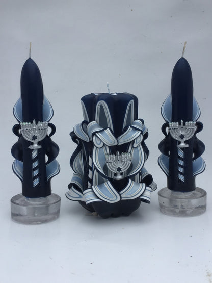 Hand-Carved Hanukkah Candle Set