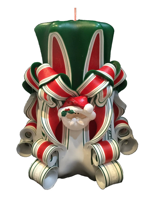 Carved Christmas Candle Set with Santa Accents