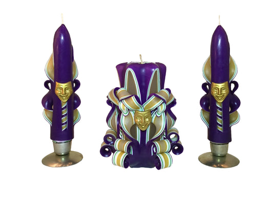 Carved Mardi Gras Mask Candle Set