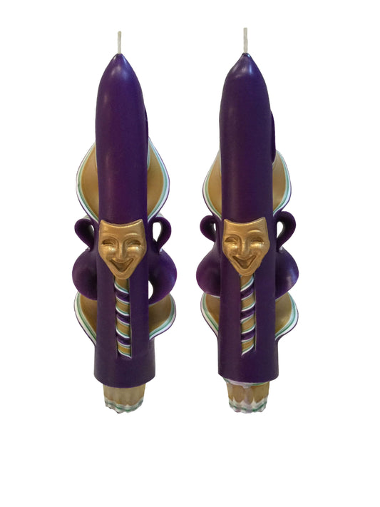 Carved Mardi Gras Mask Taper Candles