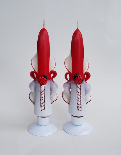 Carved Ladybug Candle Set