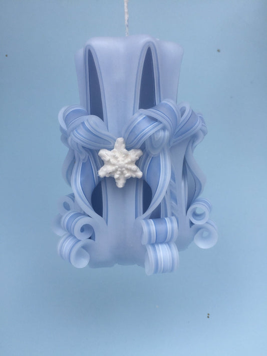 Hand-Carved Snowflake Pillar Candle