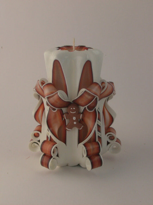 Carved Gingerbread Man Pillar Candle