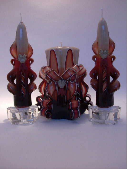 Thanksgiving Candle Set with Cornstalk Accents