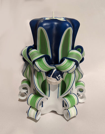Seahawks Inspired Decorative Pillar Candle - 5 Inch