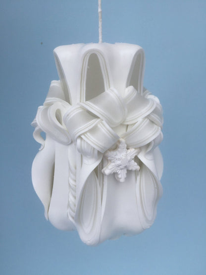 Hand-Carved Snowflake Pillar Candle