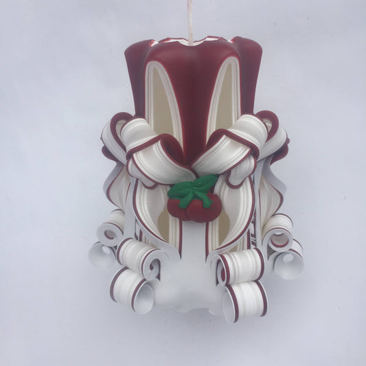Handmade and Carved Apple Theme Pillar Candle - 5 Inch