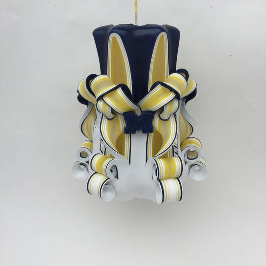 University of Michigan Inspired Carved Pillar Candle - 5 Inch