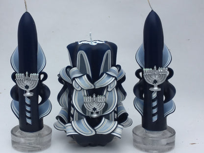 Hand-Carved Hanukkah Candle Set