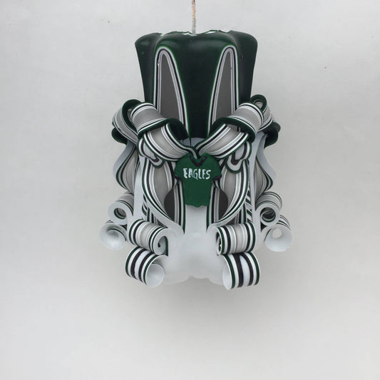 Philadelphia Eagles Inspired Carved Pillar Candle - 5 Inch