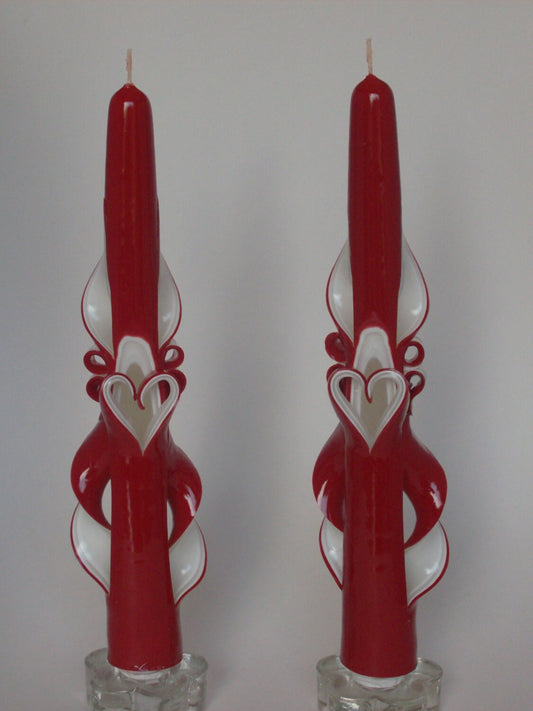 Valentine's Day Carved Heart Taper Candles