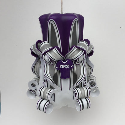 Sacramento Kings Inspired Carved Pillar Candle - 5 Inch