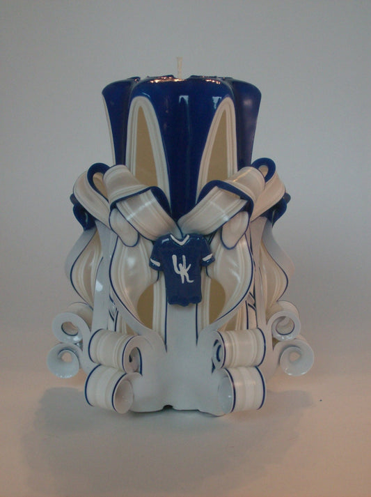 University of Kentucky Wildcat Inspired Carved Pillar Candle