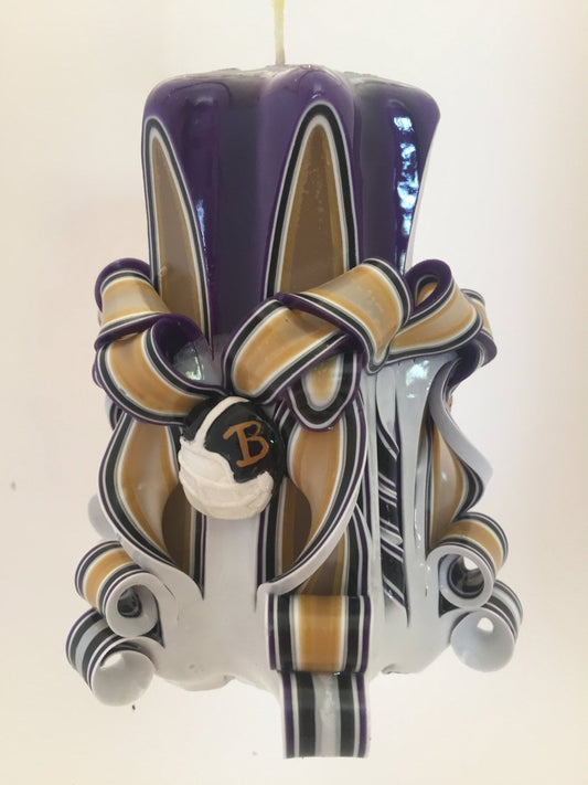 Ravens Inspired Carved Pillar Candle -  - 5 Inch