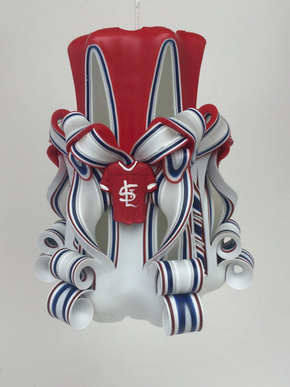 Cardinals Inspired Baseball Pillar Candle