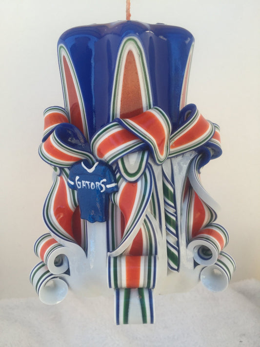 Florida Gators Inspired Carved Pillar Candle