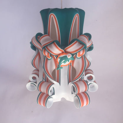 Miami Dolphins Inspired Carved Candle - 5 Inch