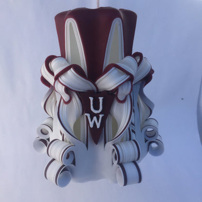 University of Wisconsin Inspired Carved Pillar Candle - 5 Inch