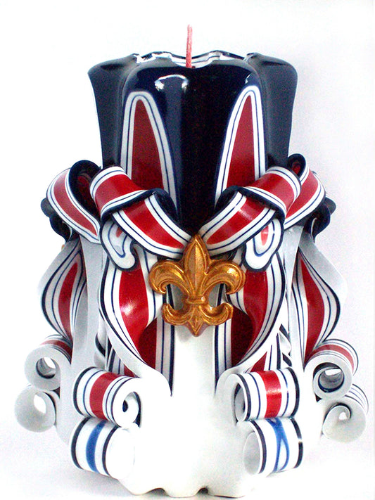 Fleur-de-Lis Carved Pillar Candle