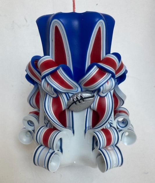 Buffalo Bills Inspired Carved Pillar Candle