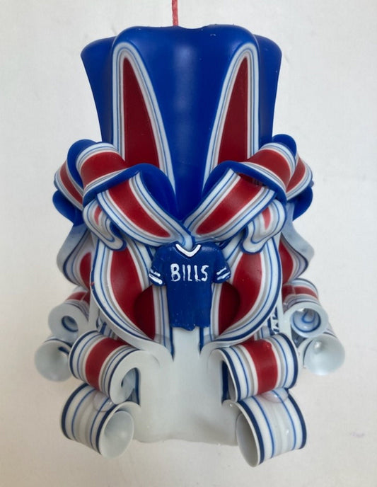 Buffalo Bills Inspired Carved Pillar Candle