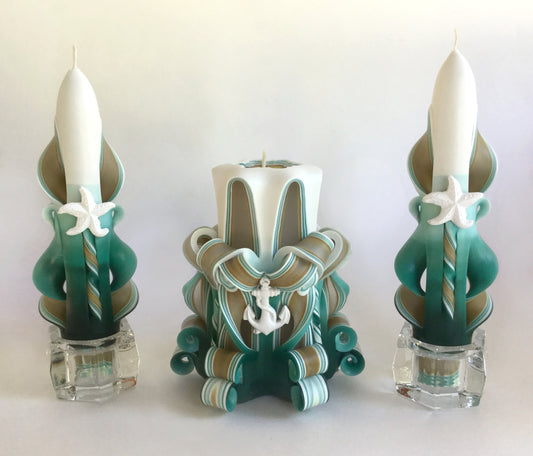 Hand-Carved Seaside Ocean Themed Candles