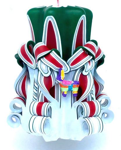 Handmade Margarita Carved Cinco De Mayo Pillar Candle - 5 Inch