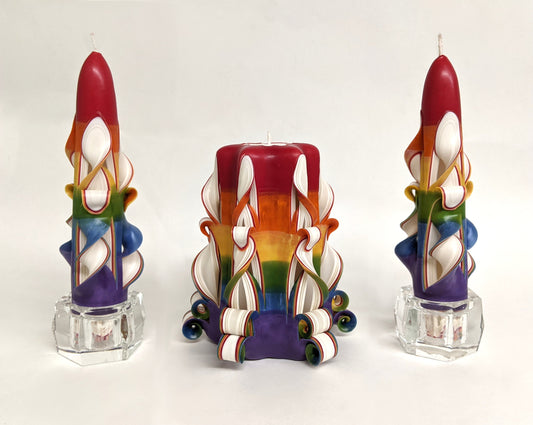Handmade Carved Rainbow Candles