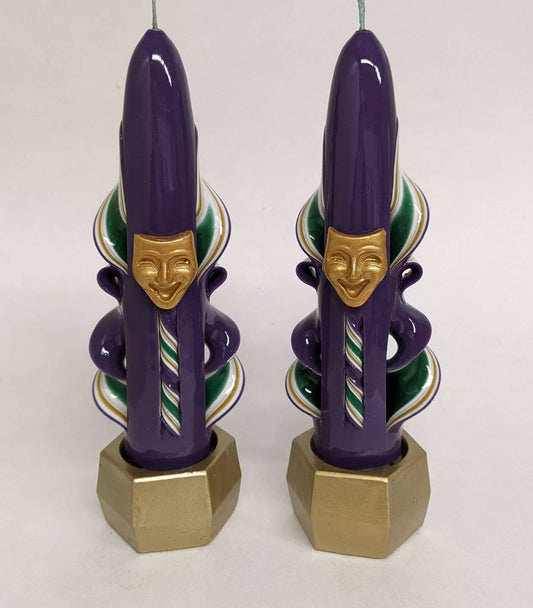 Carved Mardi Gras Mask Taper Candles