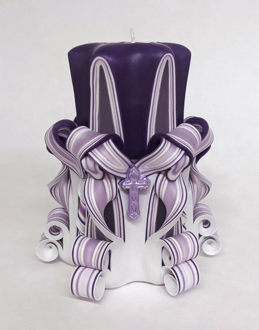 Carved Easter Candles with Cross Accents