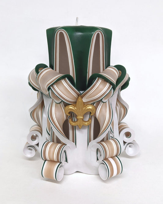 Fleur-de-Lis Carved Pillar Candle