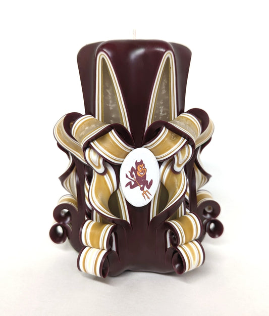 Arizona State University Inspired Carved Pillar Candle