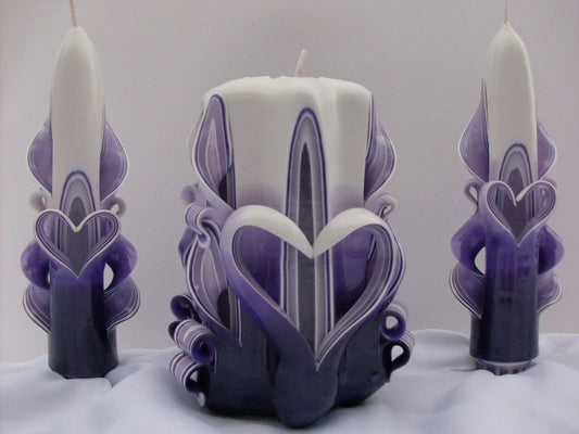 Hand-Carved Valentine Heart Candle Set