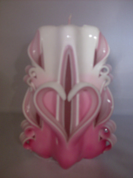 Hand-Carved Valentine Heart Pillar Candle