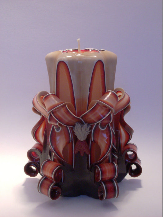 Hand-Carved Thanksgiving / Harvest Pillar Candle - 5 Inch