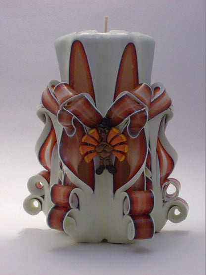 Hand-Carved Thanksgiving / Harvest Pillar Candle - 5 Inch