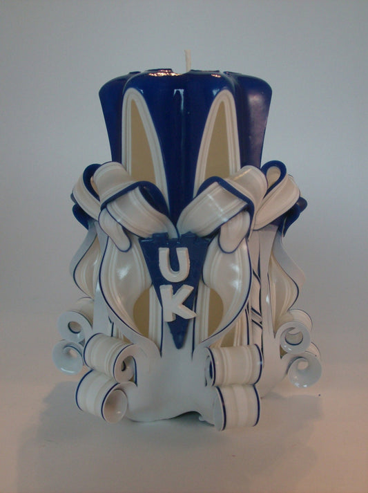 University of Kentucky Wildcat Inspired Carved Pillar Candle