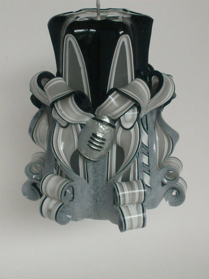 Raiders Inspired Carved Pillar Candle - 5 Inch
