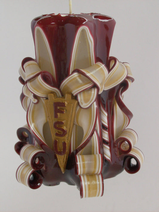 Seminole Inspired Carved Pillar Candle - 5 Inch