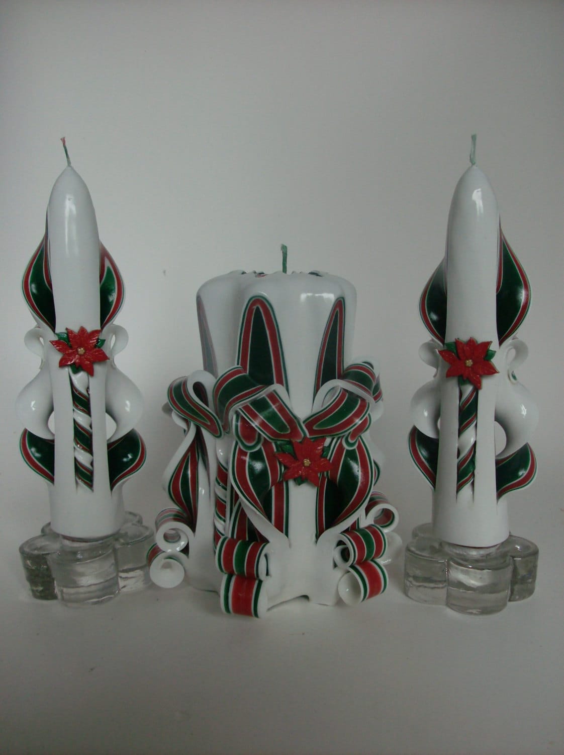 Poinsettia Christmas Candle Centerpiece Set