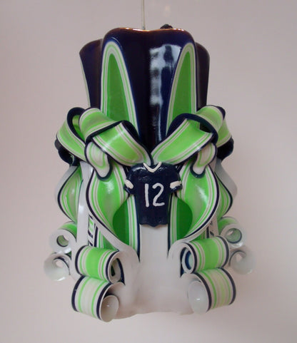 Seahawks Inspired Decorative Pillar Candle - 5 Inch